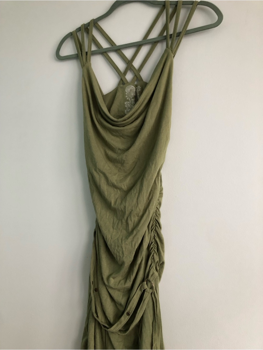 Y2K Gypsy Forest Fairy Boho Nomads Bamboo Hemp Strappy Asymmetrical Pixie Dress - Picture 15 of 16